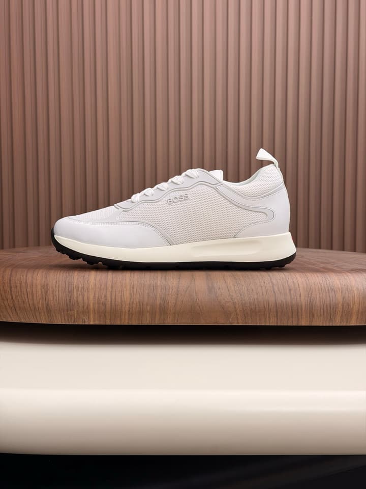 Boss Men's Knit and Leather Sneakers