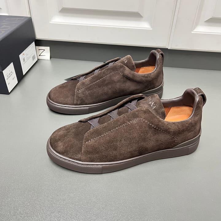 Zegna Triple Stitch Suede Low-Top Sneakers