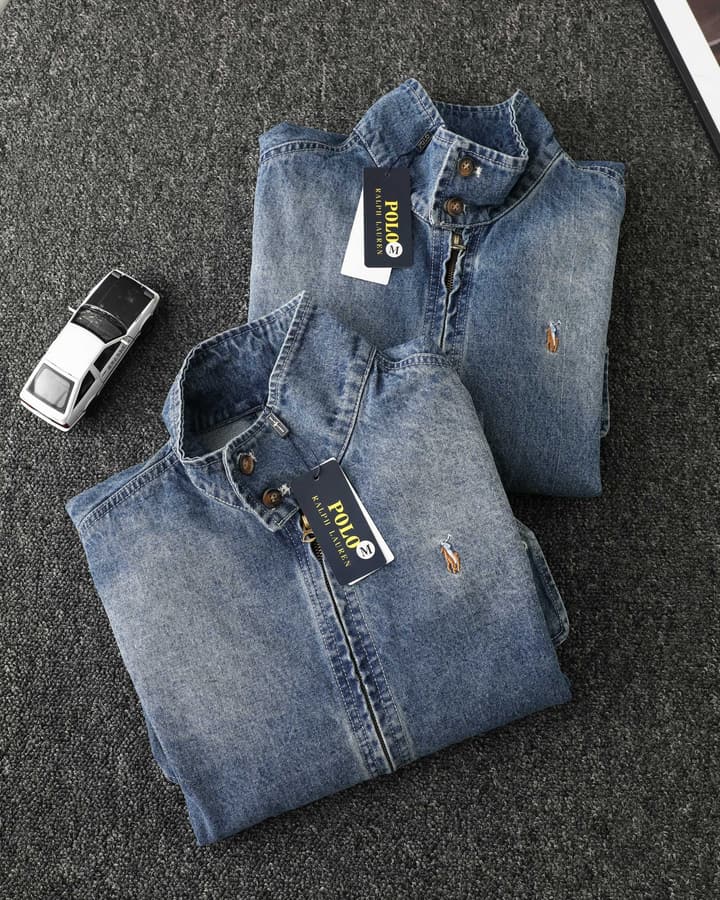 Ralph Lauren Washed Denim Jacket – 2025 Fall Collection in Classic Blue Denim