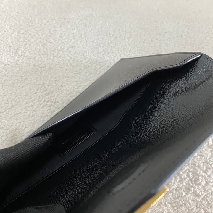 Saint Laurent Uptown Envelope Clutch in Classic Black With Gold Hardware