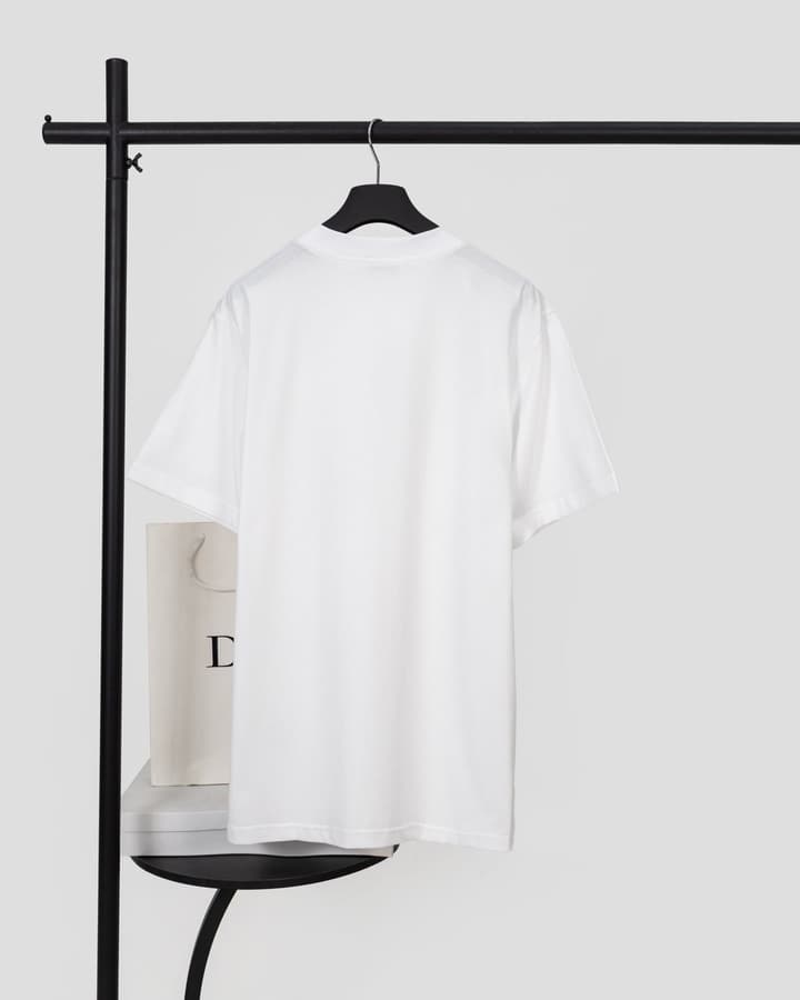 Dior Ribbon Logo Short-Sleeved T-Shirt – 2026 Spring Collection in Dark Grey