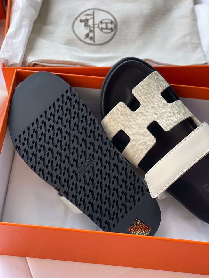 Hermès Chypre Unisex Slides in Beige