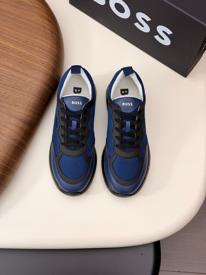 Boss Men's Knit and Leather Sneakers