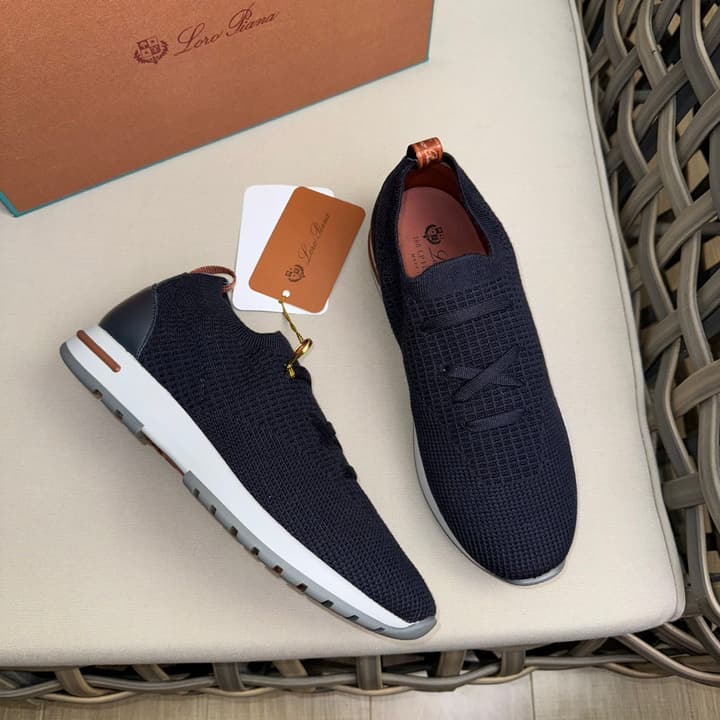 Loro Piana Flexy Walk Wool Knit Sneakers in Midnight Blue
