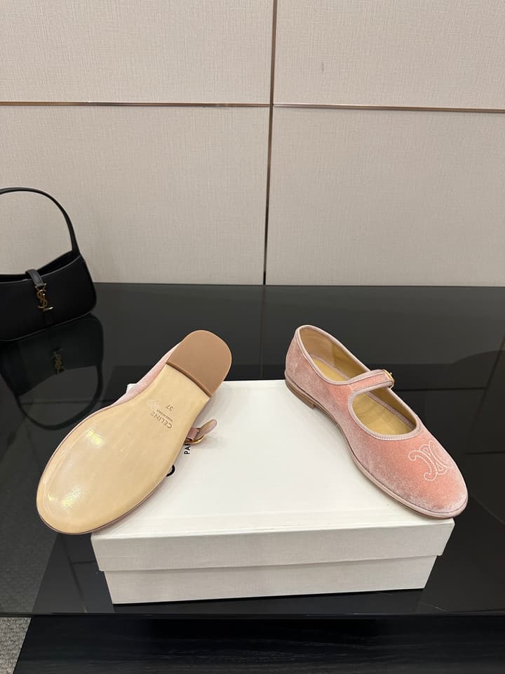 Celine Velvet Mary Jane Flats – 25 Collection in Black Velvet