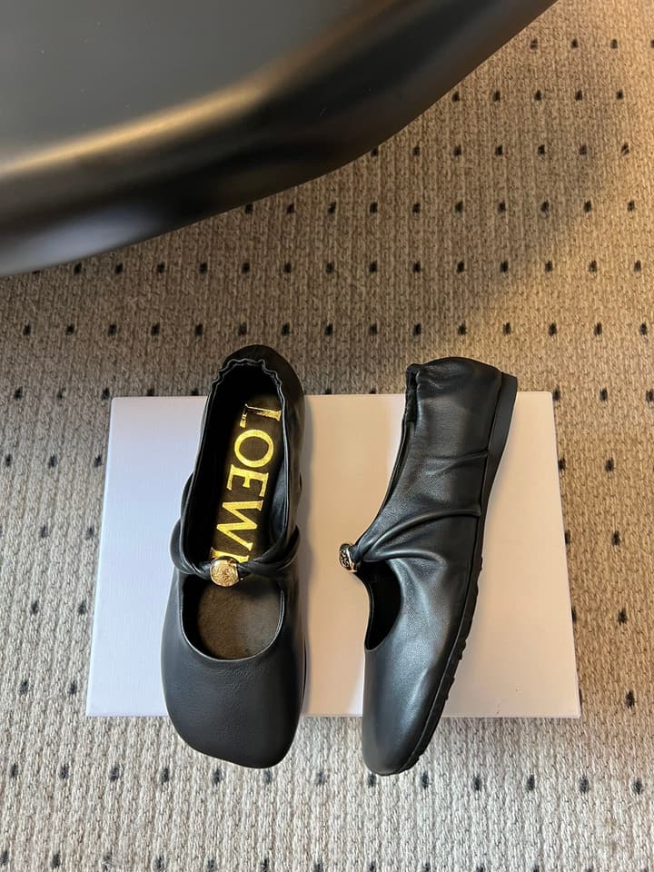 Loewe Pebble Soft Ballet Mules – 25SS Collection in Pebble Black