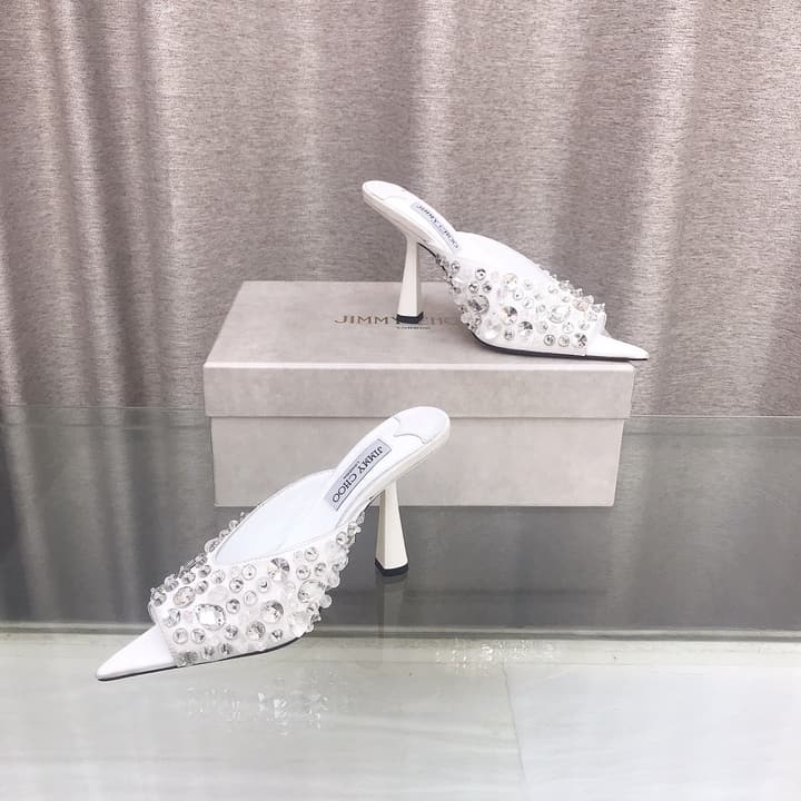 Jimmy Choo Crystal Silk Peep-Toe Pumps – 2025SS in Black
