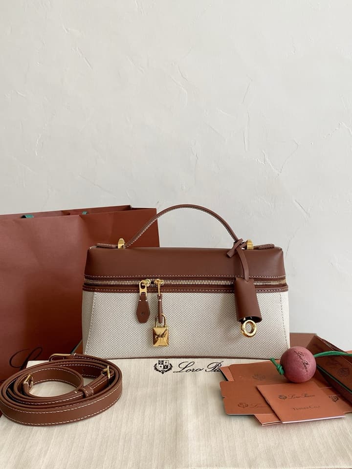 Loro Piana L23 Canvas Handbag in Brown