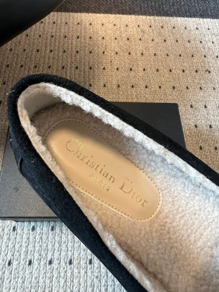 Dior Suede Fur-Lined Loafers – 25SS/FW in Black Suede