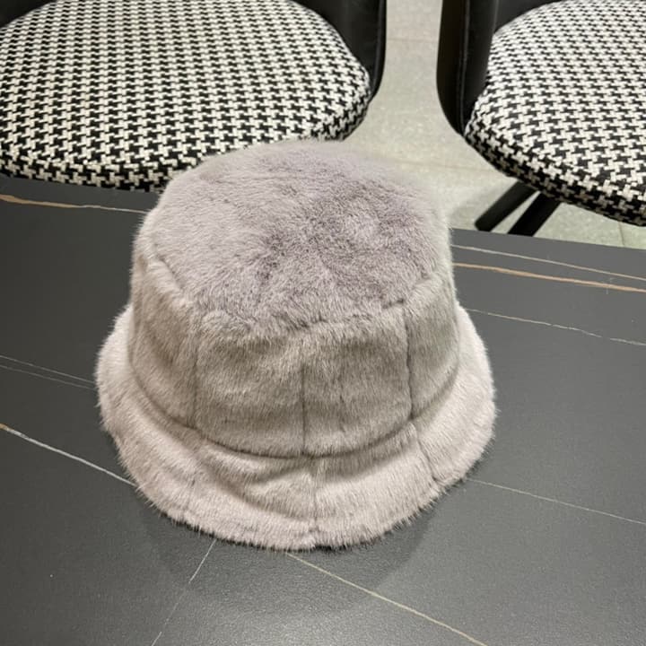 Moncler Fluffy Autumn/Winter Bucket Hat in Dark Gray Sherpa
