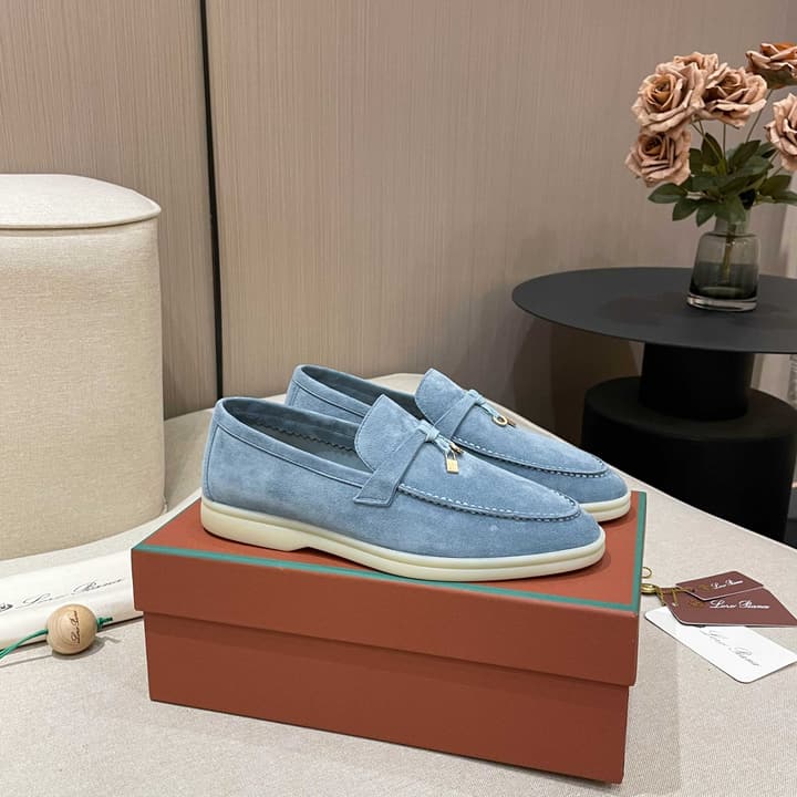Loro Piana Summer Charms Walk Moccasin Loafers in Bright Orange Leather