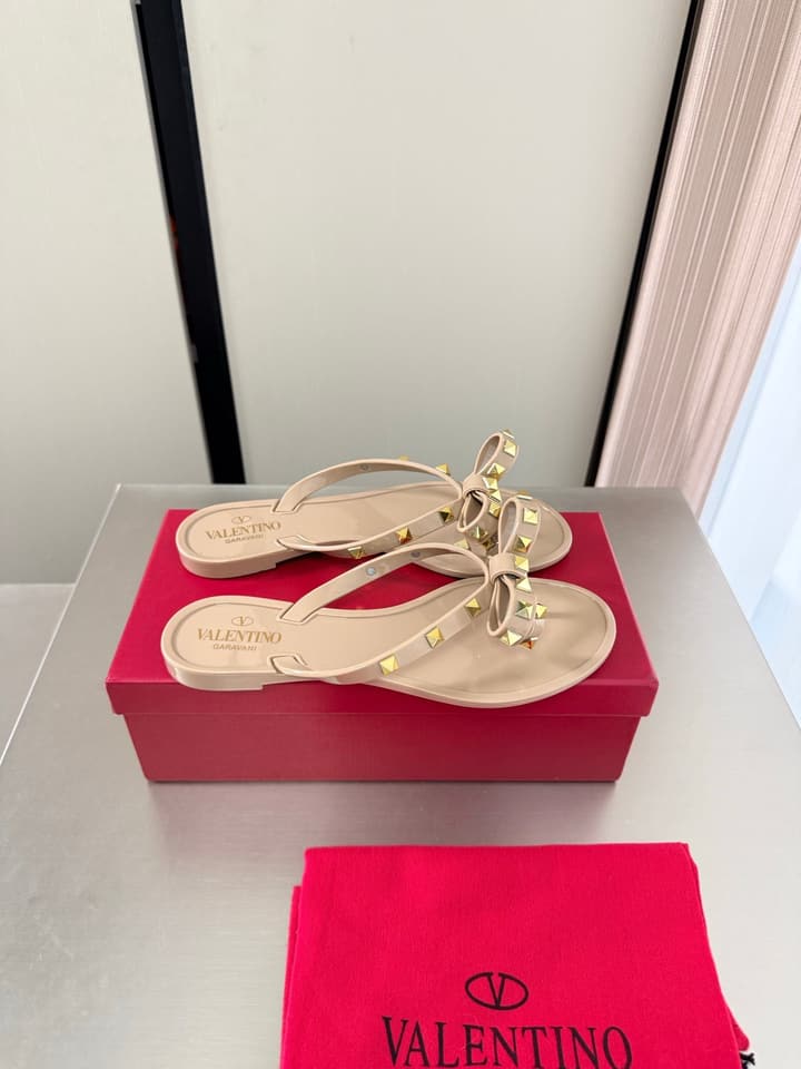Valentino Rockstud Handmade Sandals in Beige