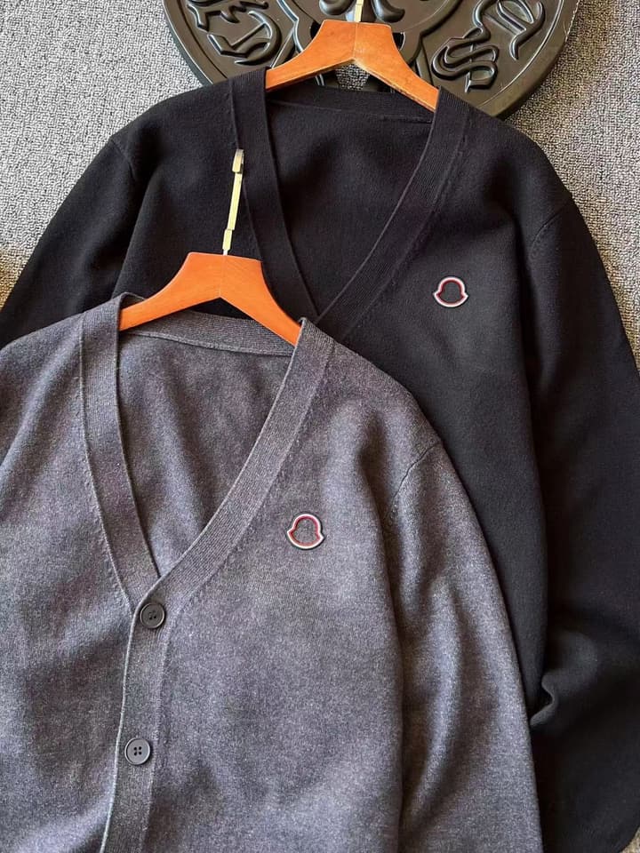 Moncler Merino Wool Knitted Cardigan in Black