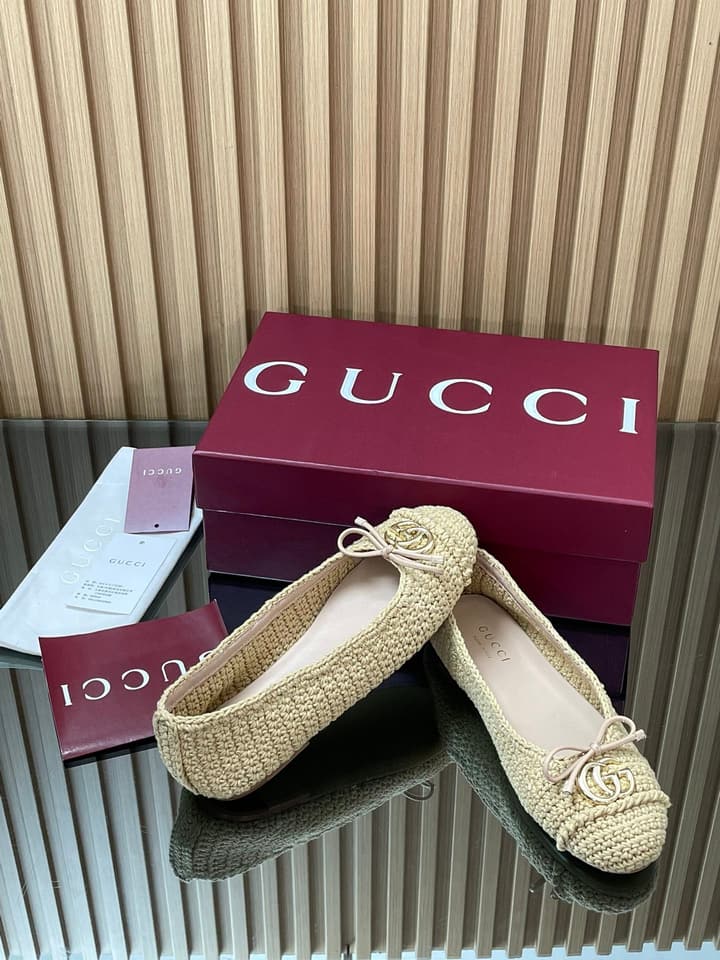 Gucci Woven Mesh Double G Ballet Flats – 2025 Early Autumn Collection