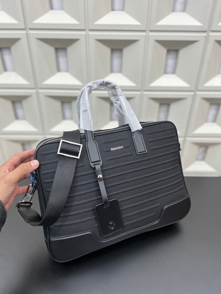 RIMOWA Never Still Canvas and Leather Briefcase in Black Canvas Briefcase