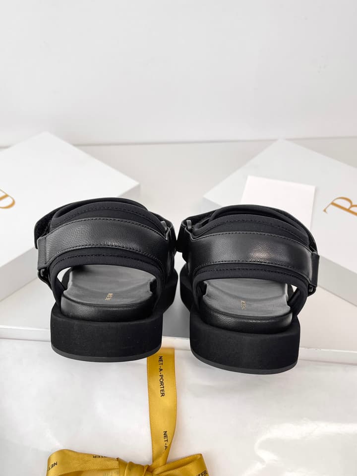 The Row Classic Velcro Beach Sandals in Black And Cream