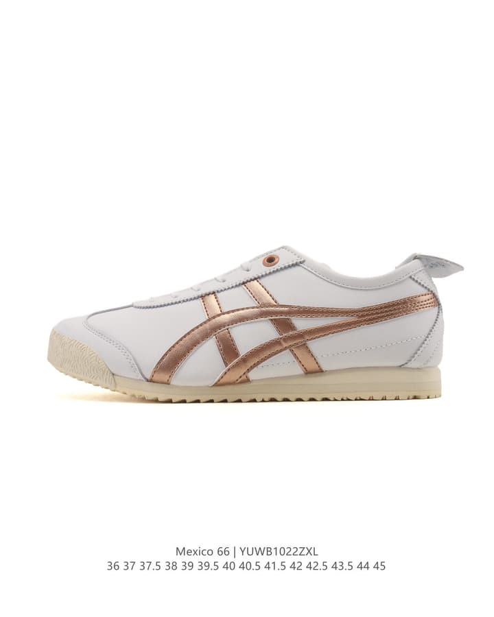 Onitsuka Tiger Mexico 66 Classic Retro Sneakers in Cream With Black Stripes