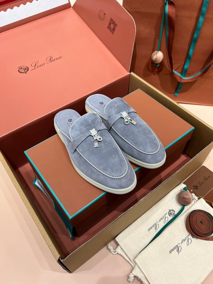Loro Piana Women's Mules in Aqua Blue Suede