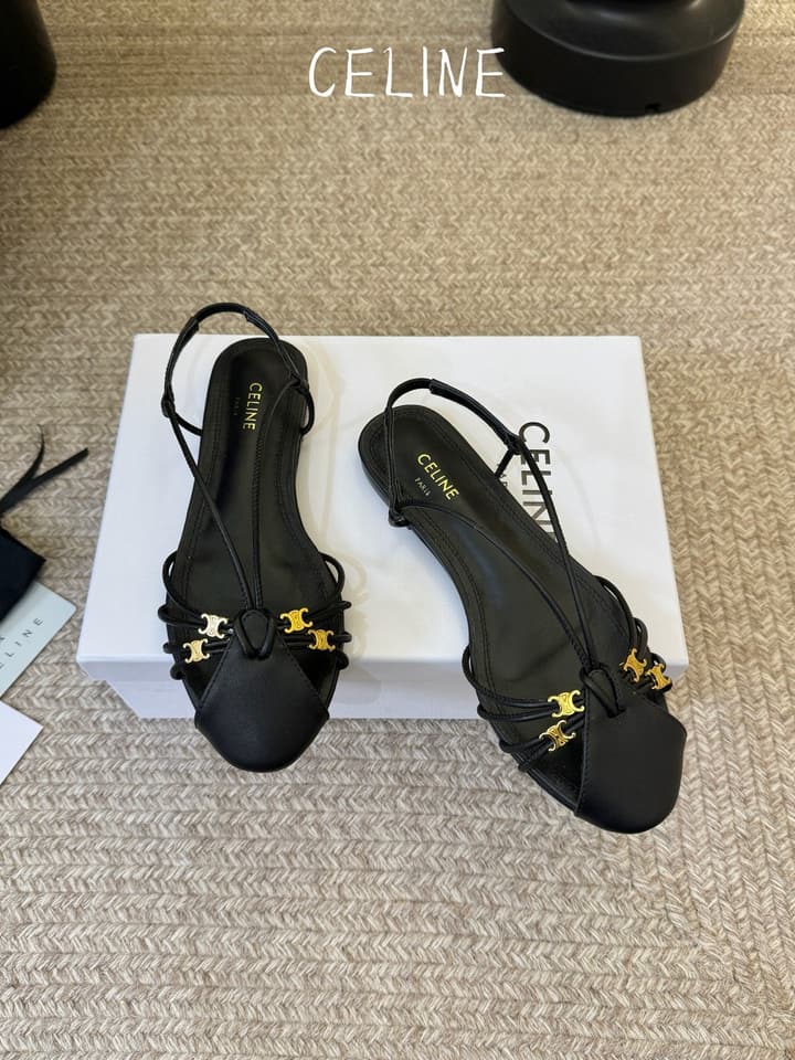 Celine Triomphe Ankle Strap Sandals – Spring/Summer Collection in Black