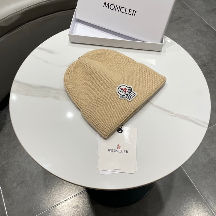 Moncler Knitted Beanie Hat in Classic Black