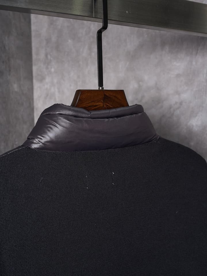 Moncler Men's Wool Knit Down Cardigan in Black Padded Knit Cardigan