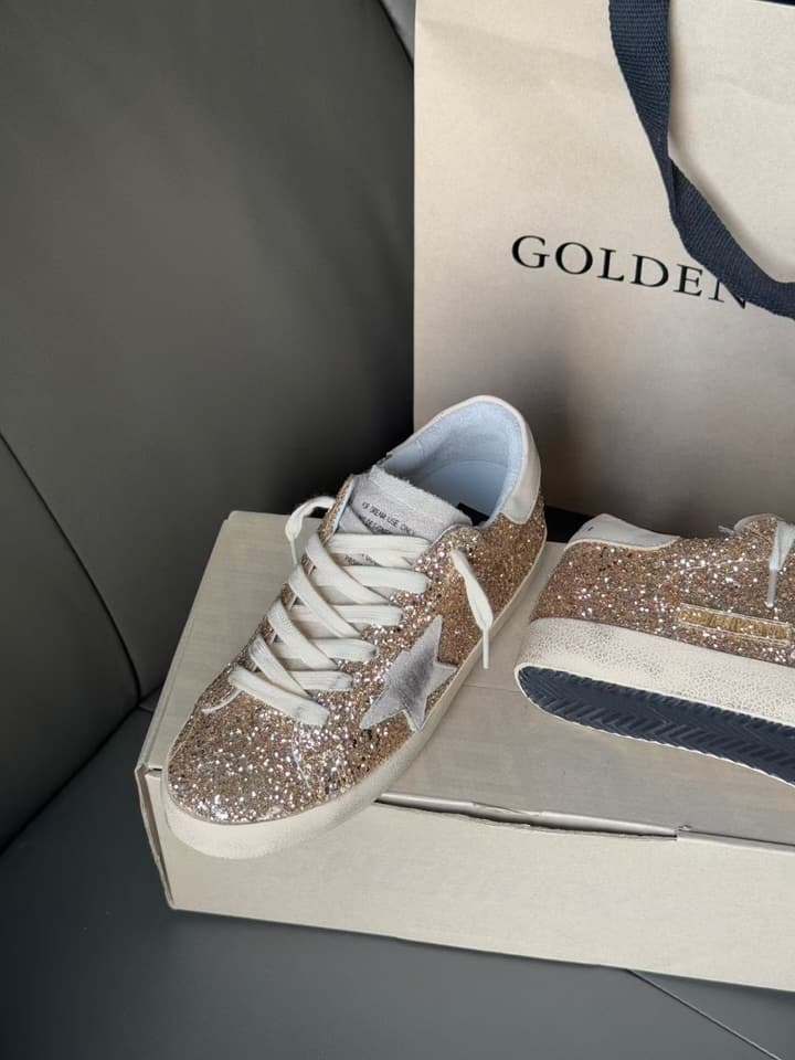 Golden Goose Superstar Sequined Sneakers – 2025 New Style in Sequined Gold Glitter