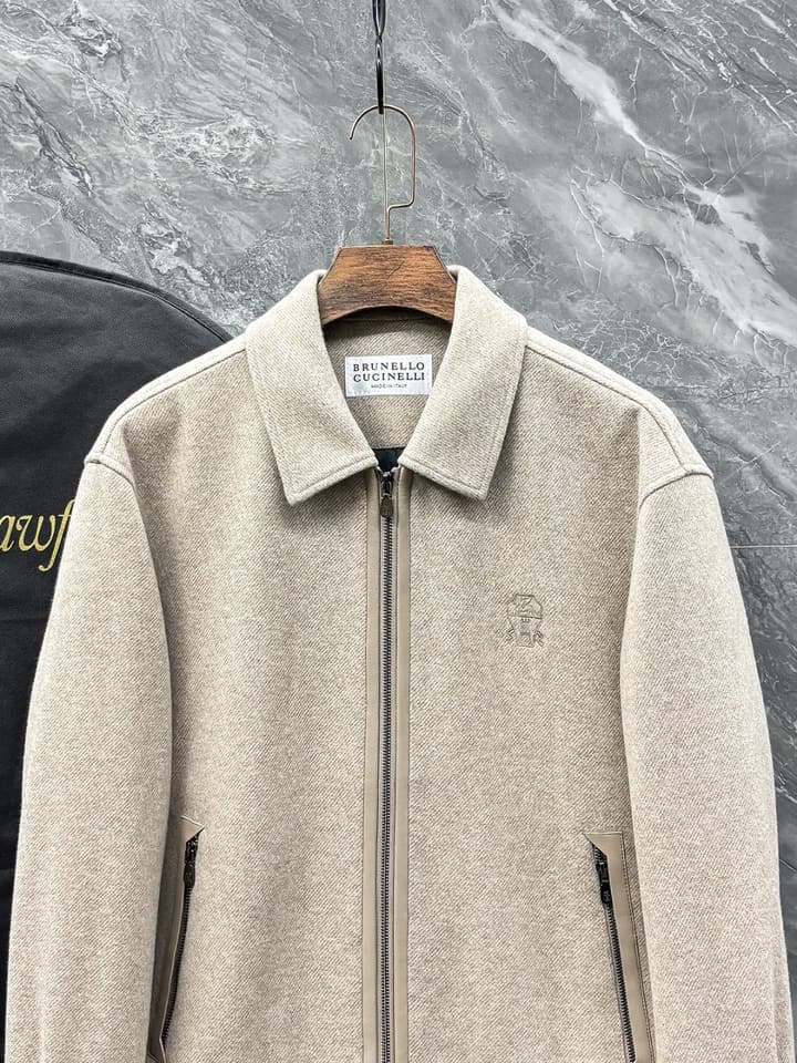 Brunello Cucinelli Knit Blend Down Jacket – 25FW in Light Camel