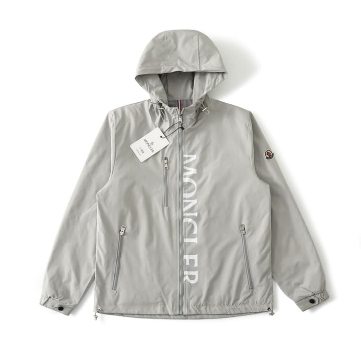 Moncler Classic Printed Hooded Windbreaker Jacket – SS24 Autumn Collection in Black