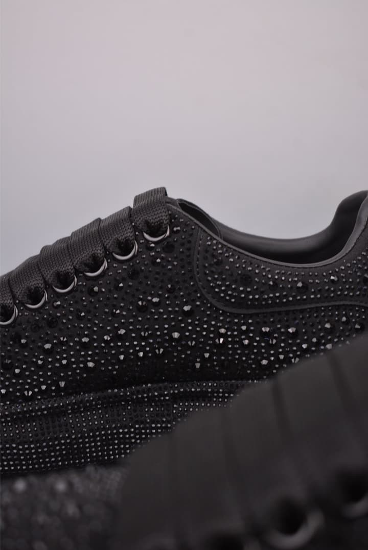 Alexander McQueen Rhinestone Sneakers in All Black Embossed