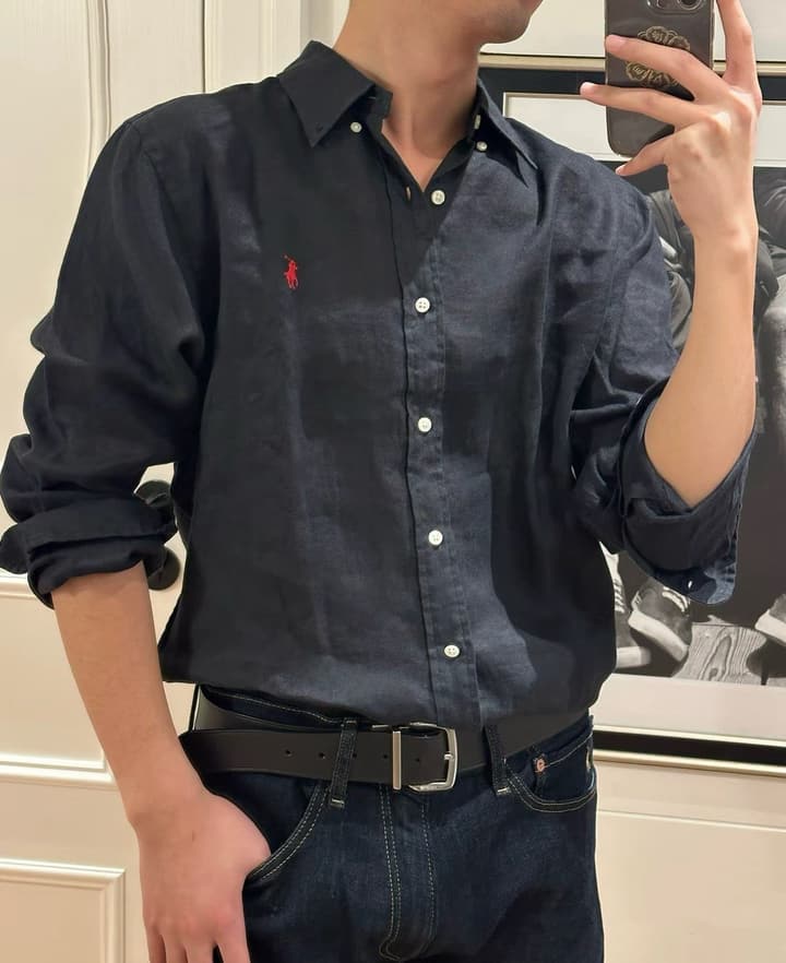 Ralph Lauren Unisex Oxford Long Sleeve Shirt in Black