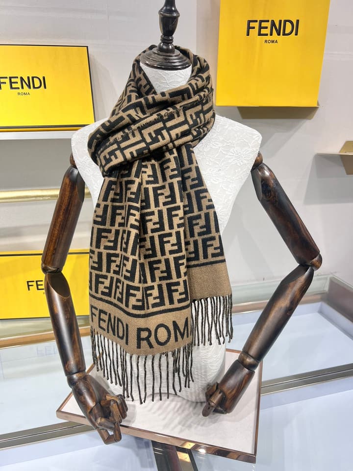 Fendi FF Monogram Scarf in Dark Brown Ff Monogram