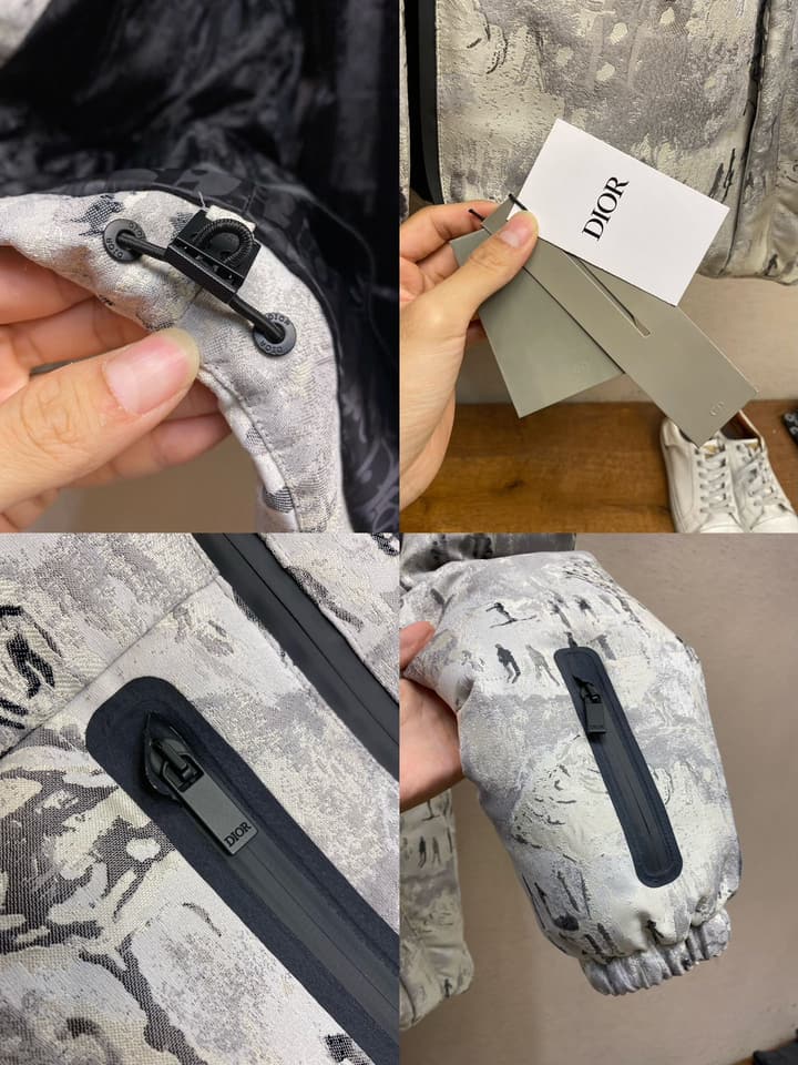 Dior Ski Functional Waterproof Puffer Jacket – 2023 Collection in Light Grey/white Patterned Ski Jacket