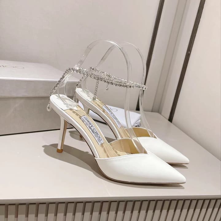 Jimmy Choo Rhinestone and Pearl Embellished Sandals – 2025 Collection in Black Patent