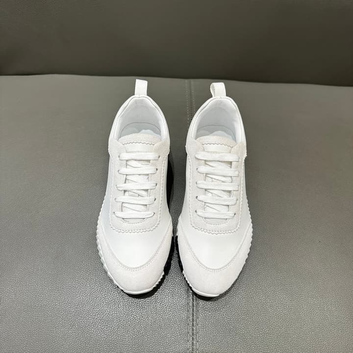 Hermès Bouncing Sneakers in Bright White With Orange H