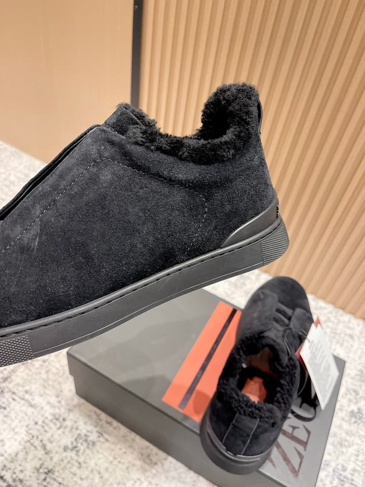 Zegna Triple Stitch Low-Top Casual Shoes – 2025SS in Black Leather