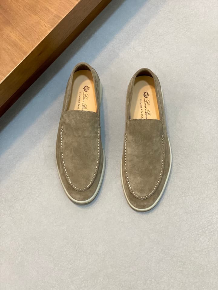Loro Piana Suede Leather Slip-On Loafers in Black Suede