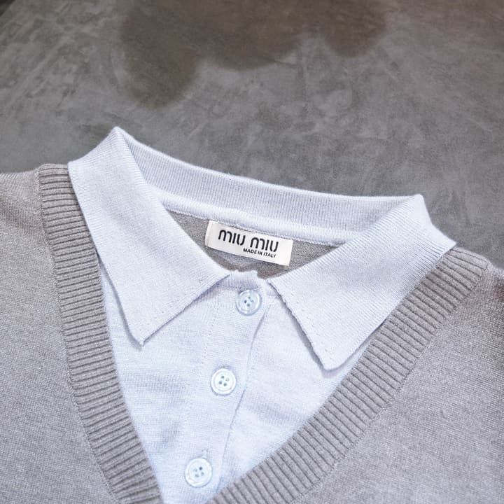 Miu Miu Wool Blend Faux Two-Piece Sweater – 25FW