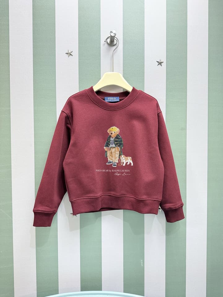 Ralph Lauren Kids Crewneck Sweatshirt – 2025FW – Kids Collection in Maroon Graphic Sweatshirt