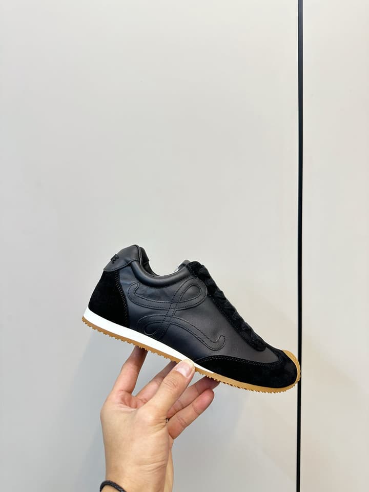 Loewe German Trainer Sneakers – Early Spring Collection – 25SS in Black Suede And Leather With Gum Sole