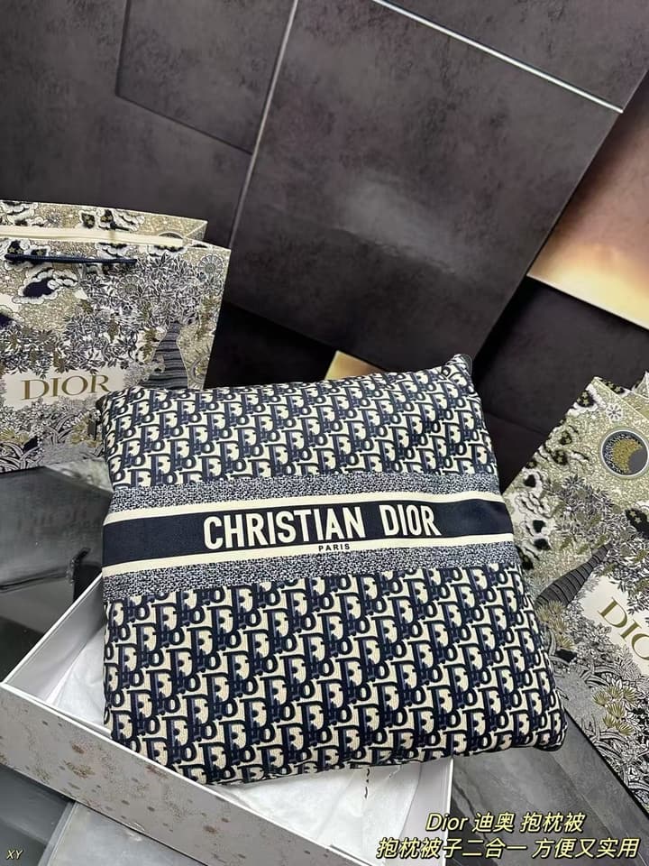 Dior Pillow Blanket Cushion in Black And White Oblique