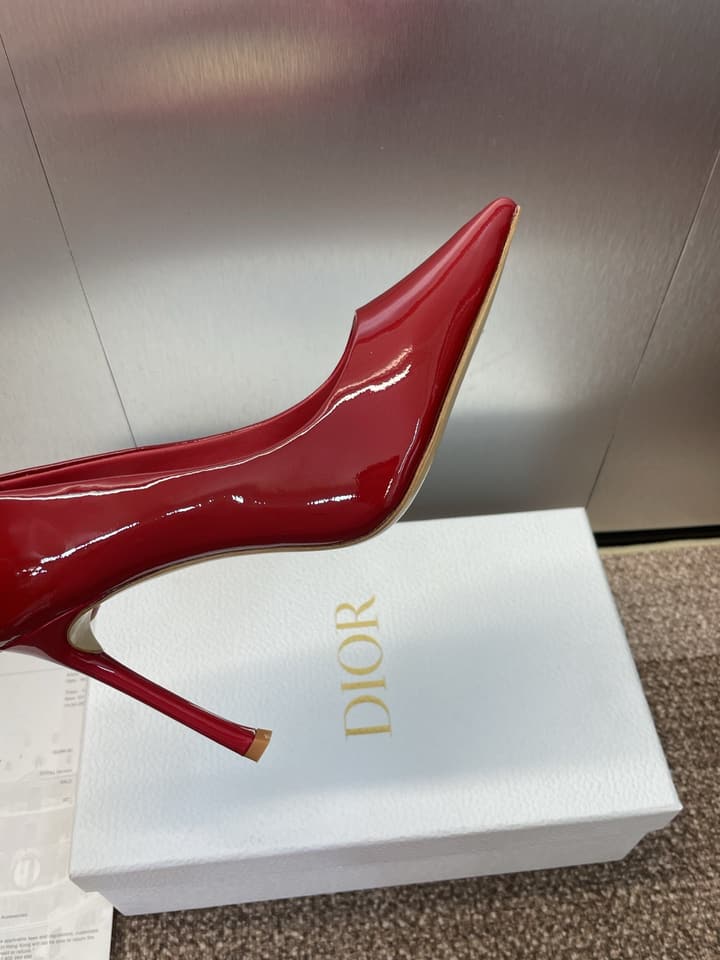 Dior CD Logo Pointed Toe Pumps – 2025 Spring/Summer Haute Couture Collection in Shiny Black Flat