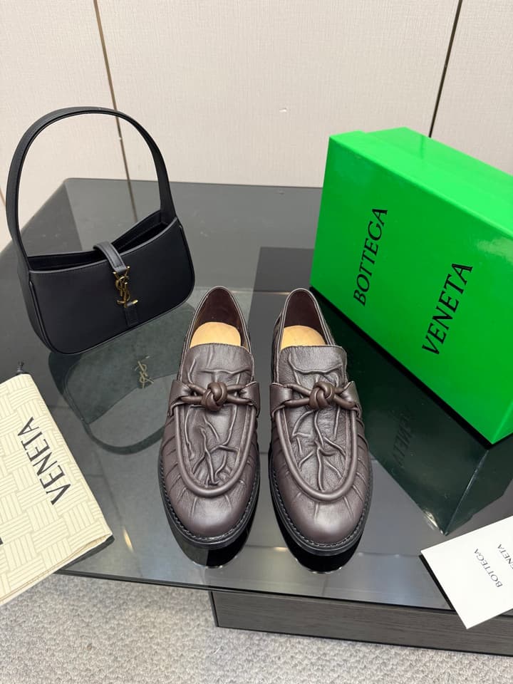 Bottega Veneta Astaire Suede Loafers in Black Leather