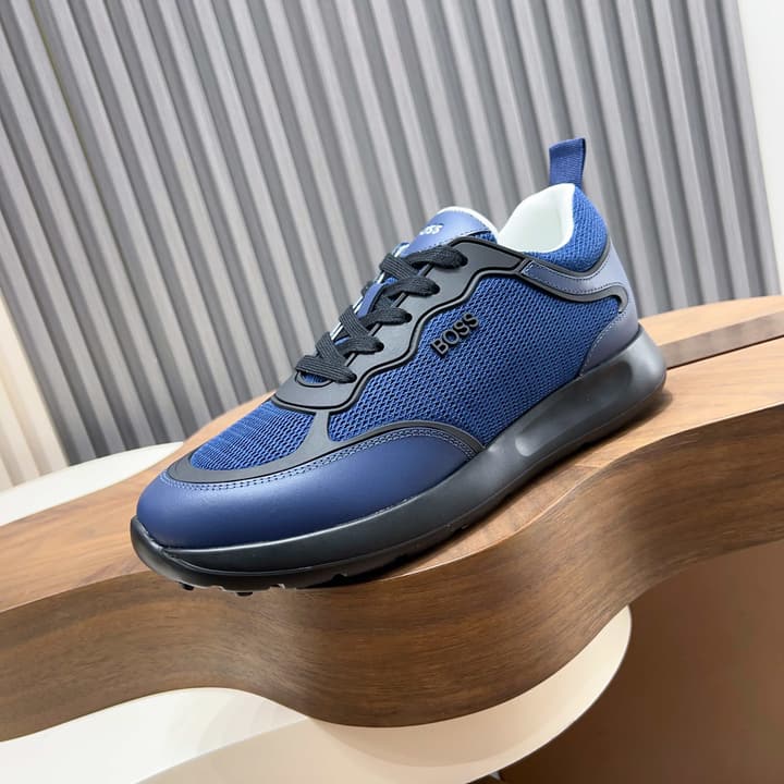 Boss Men's Knit and Leather Sneakers