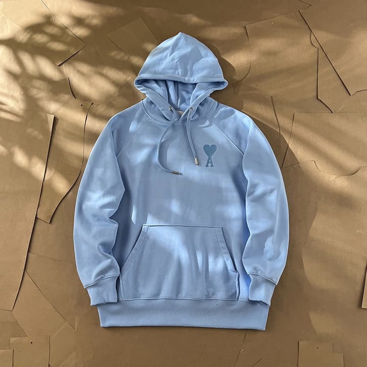 Ami Paris Ami de Coeur Macaron Zip Hoodie in Pastel Pink