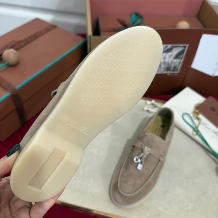 Loro Piana Summer Charms Walk Loafers – Kids Collection in Dusty Lavender Pink