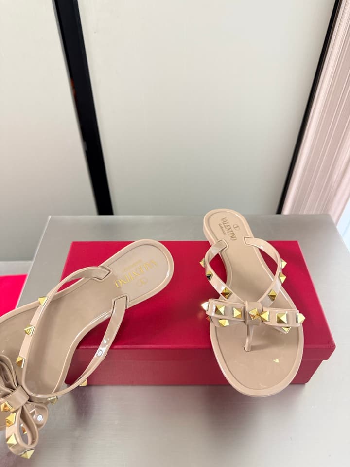 Valentino Rockstud Handmade Sandals in Beige