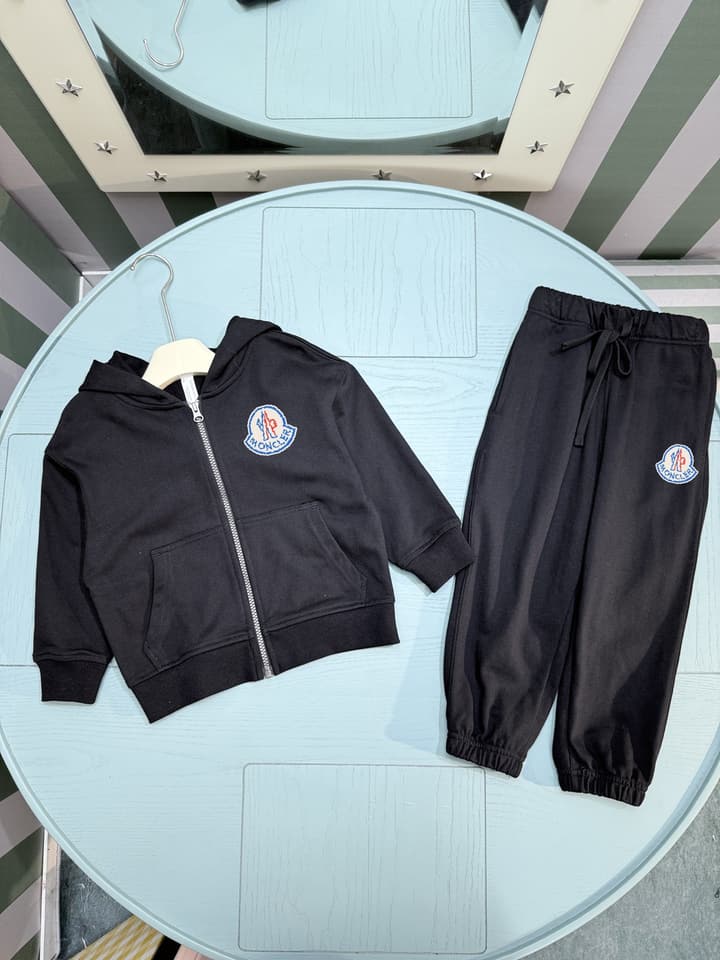 Moncler Kids Long Sleeve Cardigan Sweatshirt Set – 2025FW in Classic Black Set