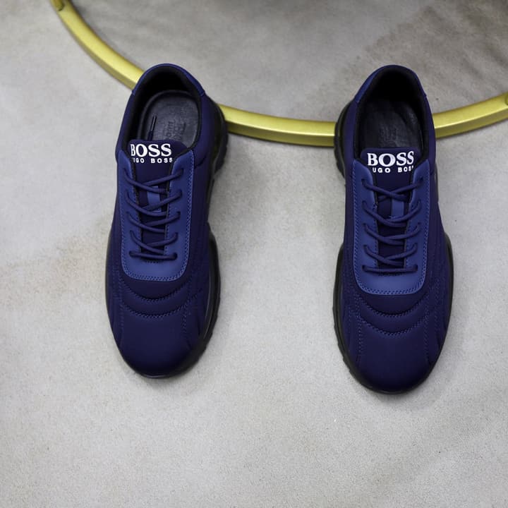 Boss Men's Knit Sport Sneakers in Grey