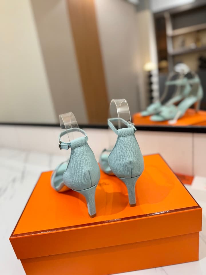 Hermès Classic Palm Grain Cowhide Heels – 6.5cm in Black