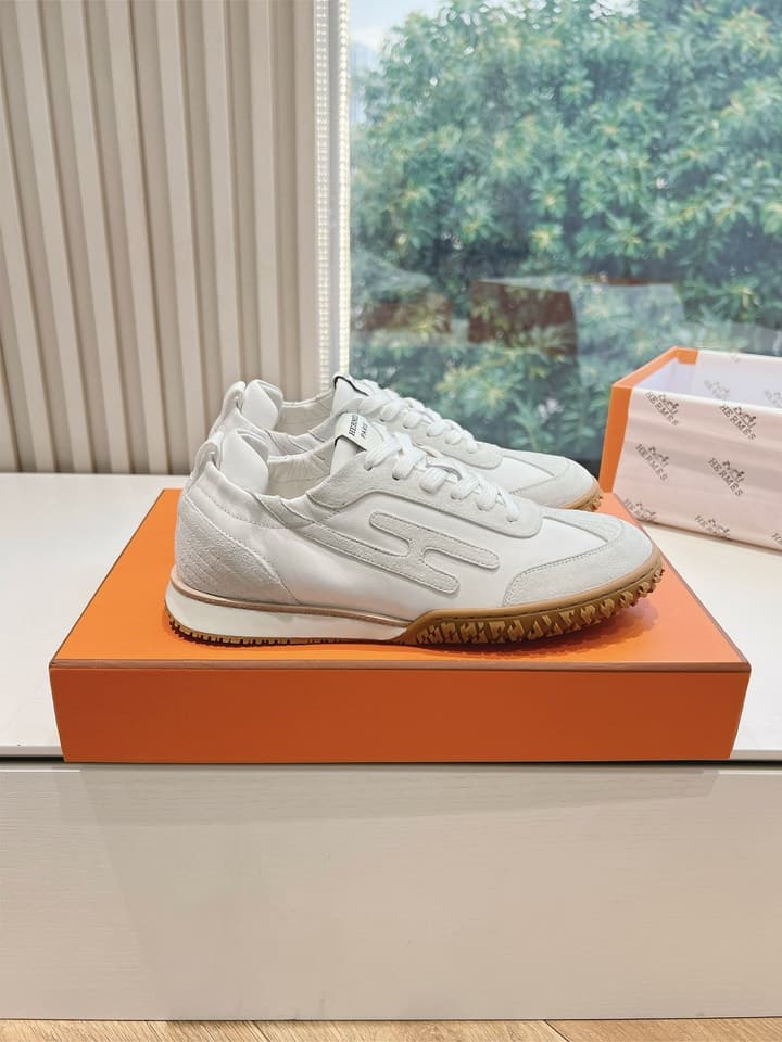 Hermès Bouncing Calfskin Sneakers in Tan Suede